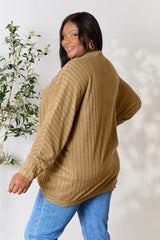 Trendsi Basic Bae Full Size Ribbed Cocoon Cardigan - Shirts