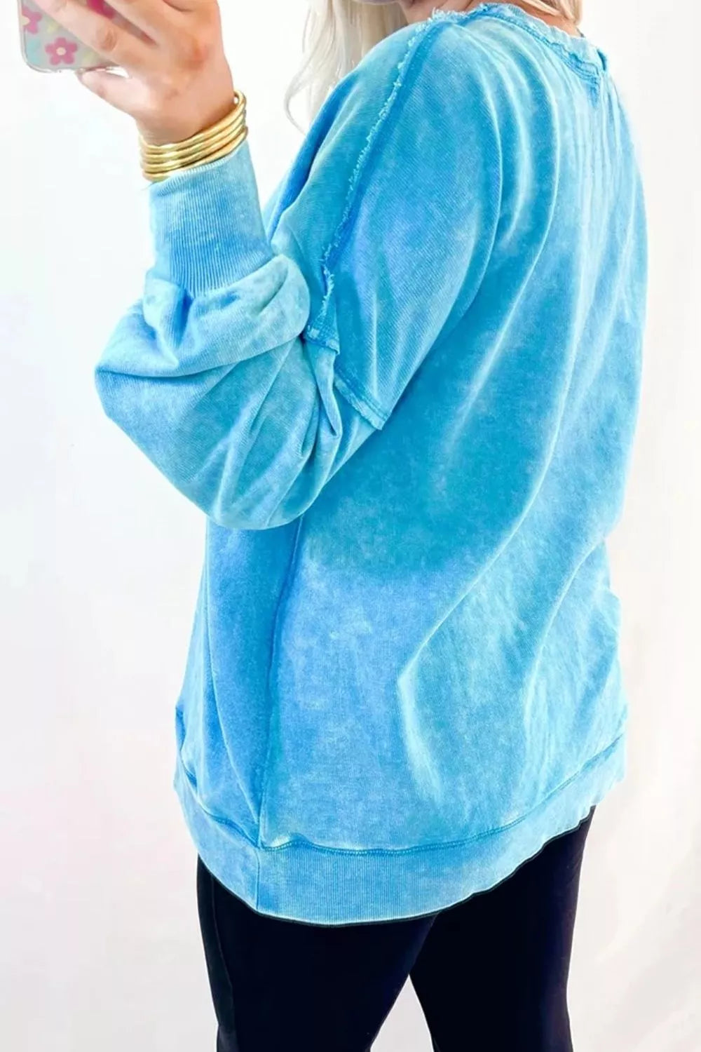 Trendsi Mineral Wash Oversized Sweatshirt with Chest Pocket -