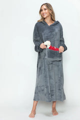 Trendsi Double Take Full Size Pocketed Hooded Midi Lounge Dress -