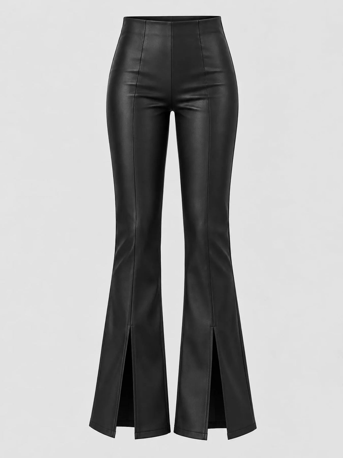 Front Slit Flare Pants in black