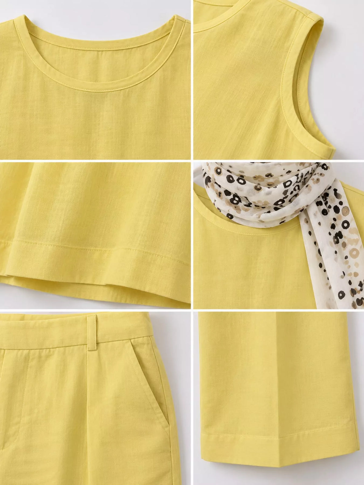 Sleeveless Top and Wide-Leg Pants Set — construction details