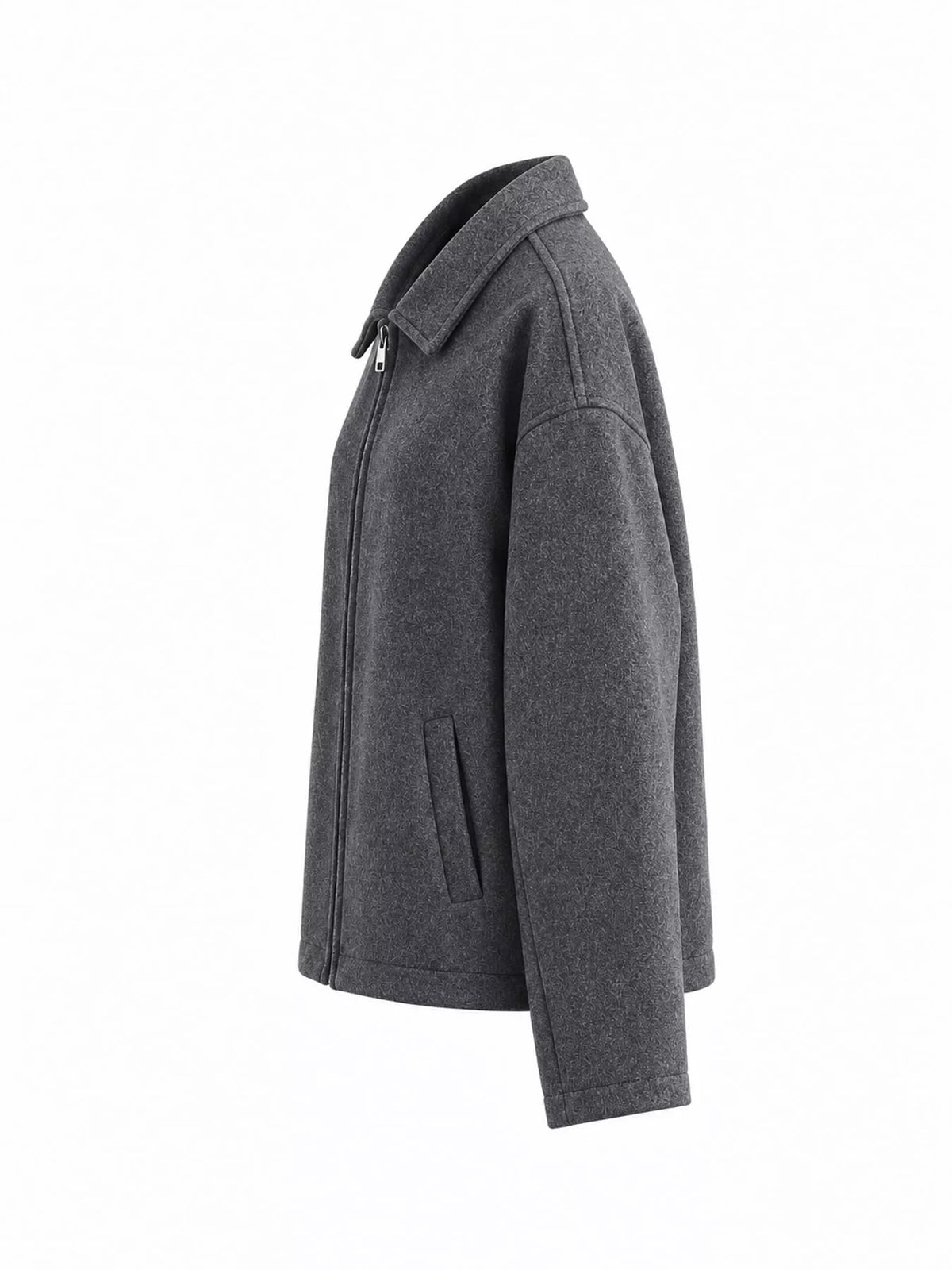 Zip-Up Dropped Shoulder Jacket — side view
