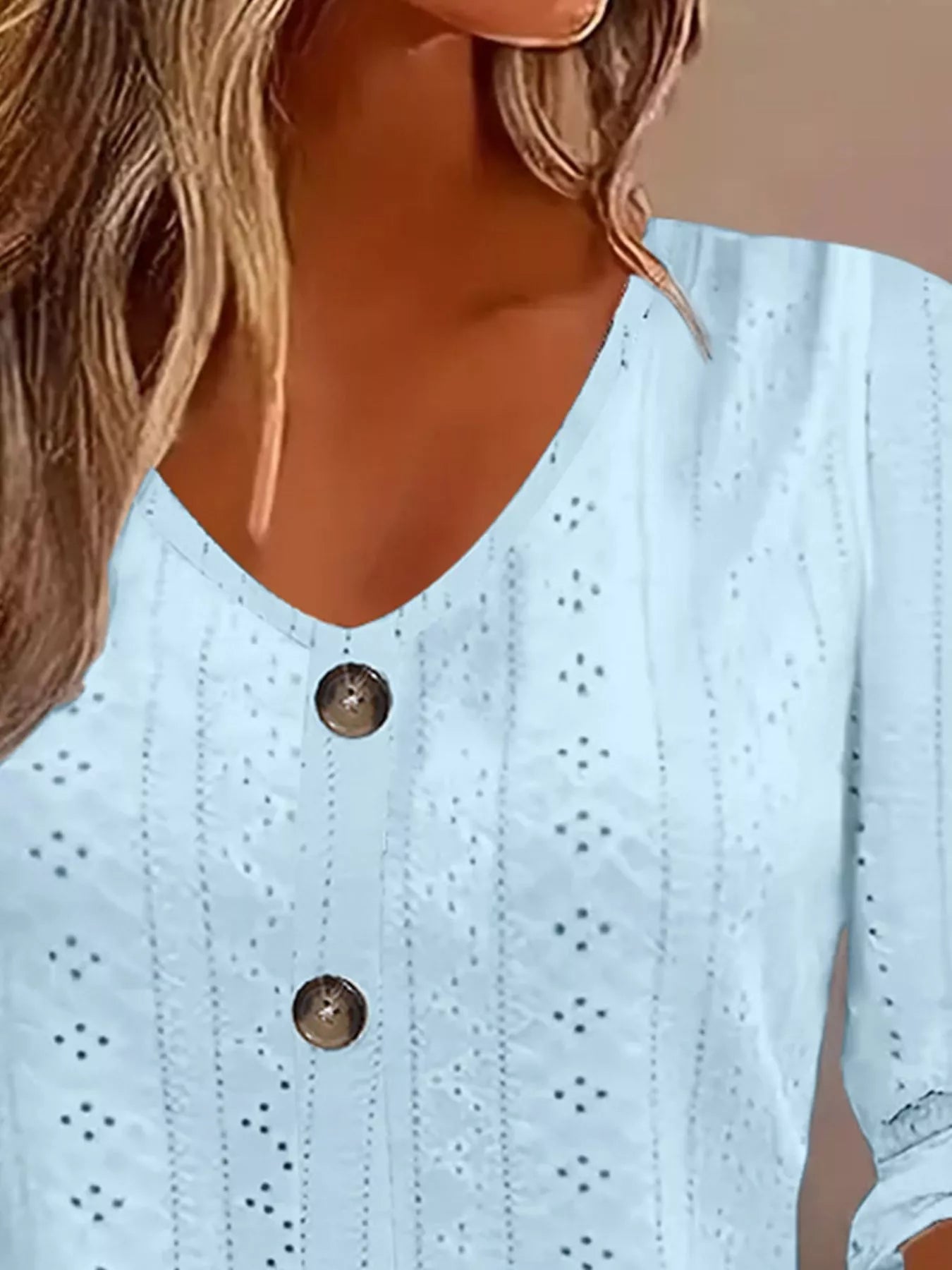 Trendsi Eyelet Tie-Sleeve Detail Top -
