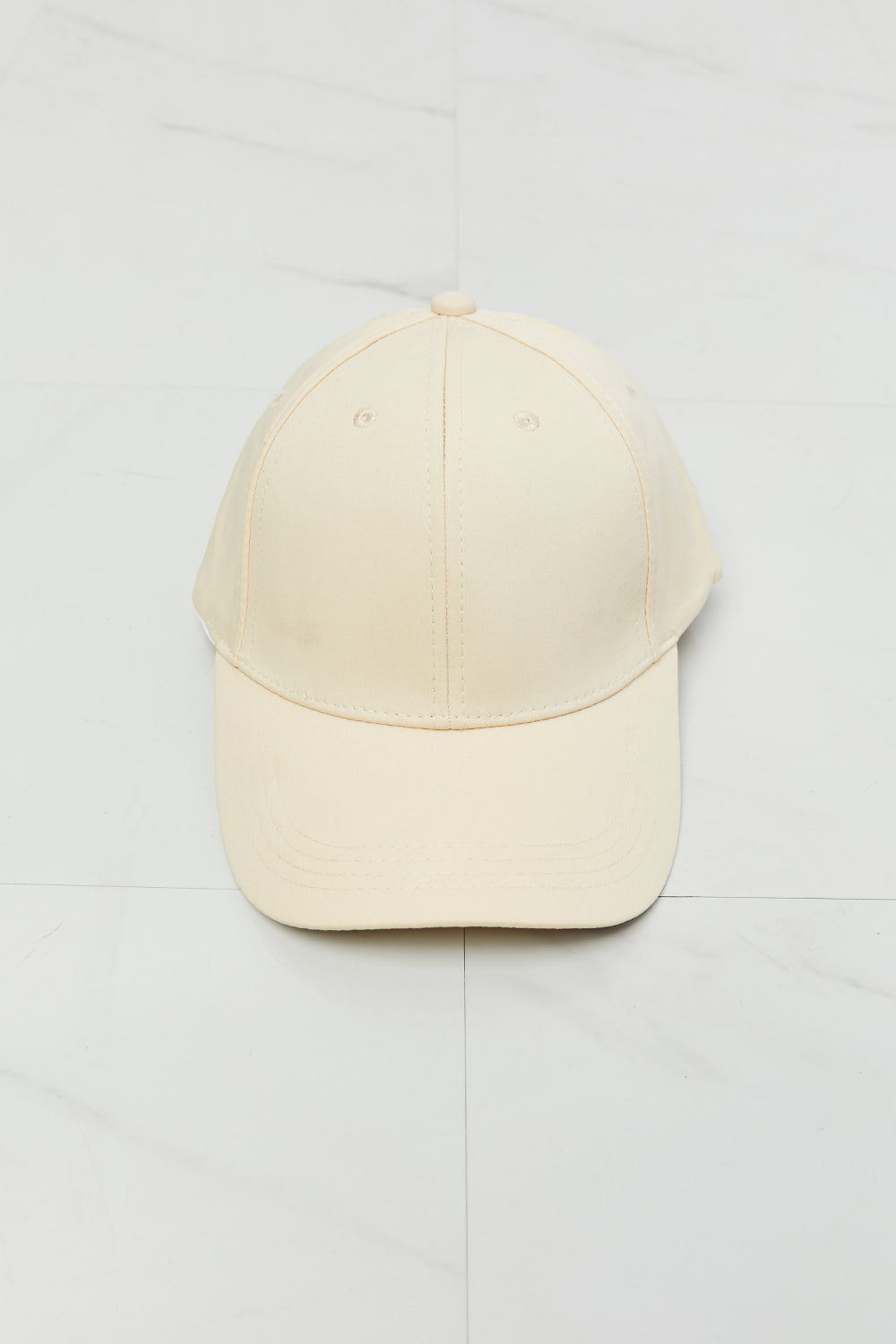 Unisex Beige Polyester Baseball Cap With Adjustable Fit — product view 4