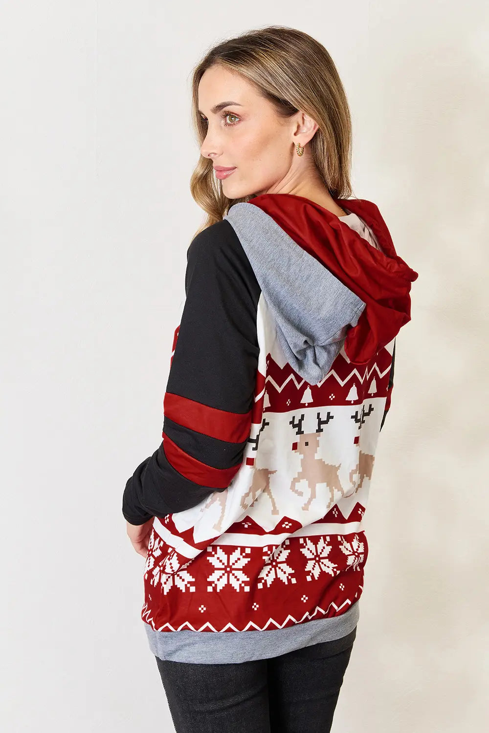 Women's Christmas Drawstring Long Sleeve Hoodie — product view 3