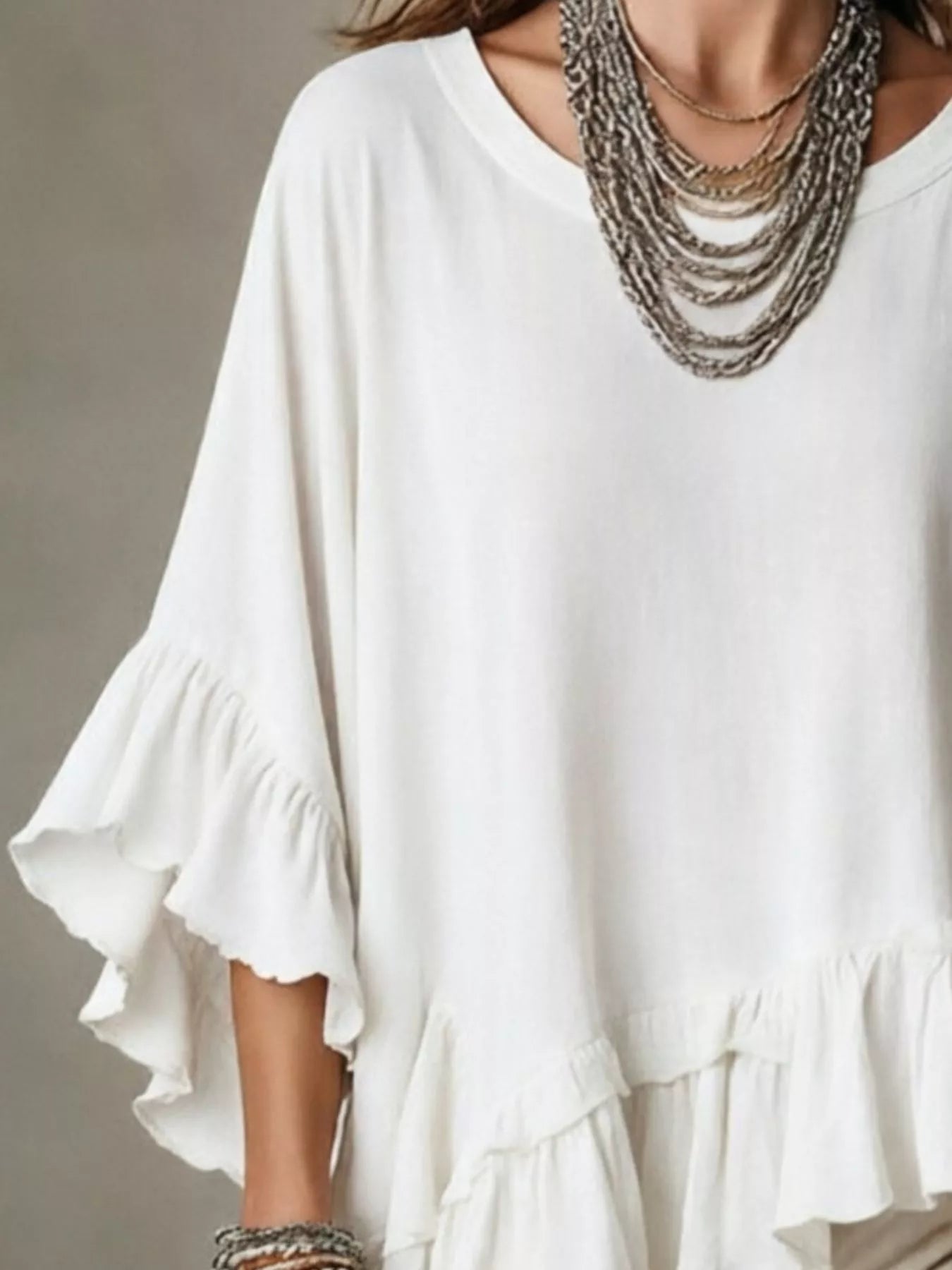 Trendsi Ruffled Hem Loose Fit Top -