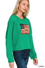 Trendsi Zenana American Flag Crew Neck Sweater -