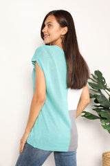 Trendsi Color Block V-Neck Knit Top - Shirts