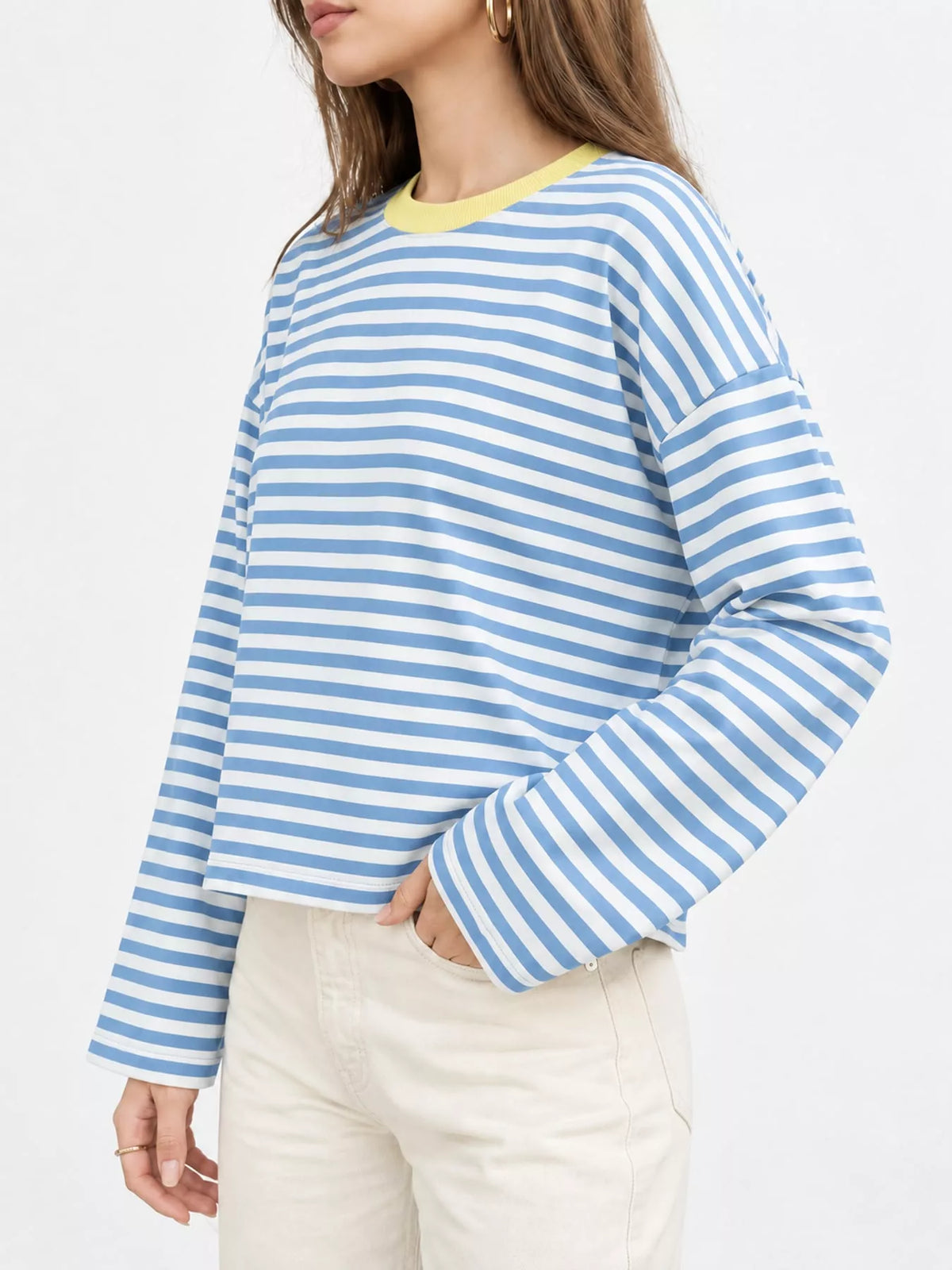 Long Sleeve Crew Neck T-Shirt — side view