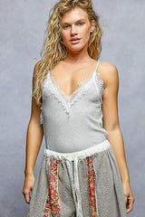 Trendsi POL Lace Detail V-Neck Ribbed Cami -