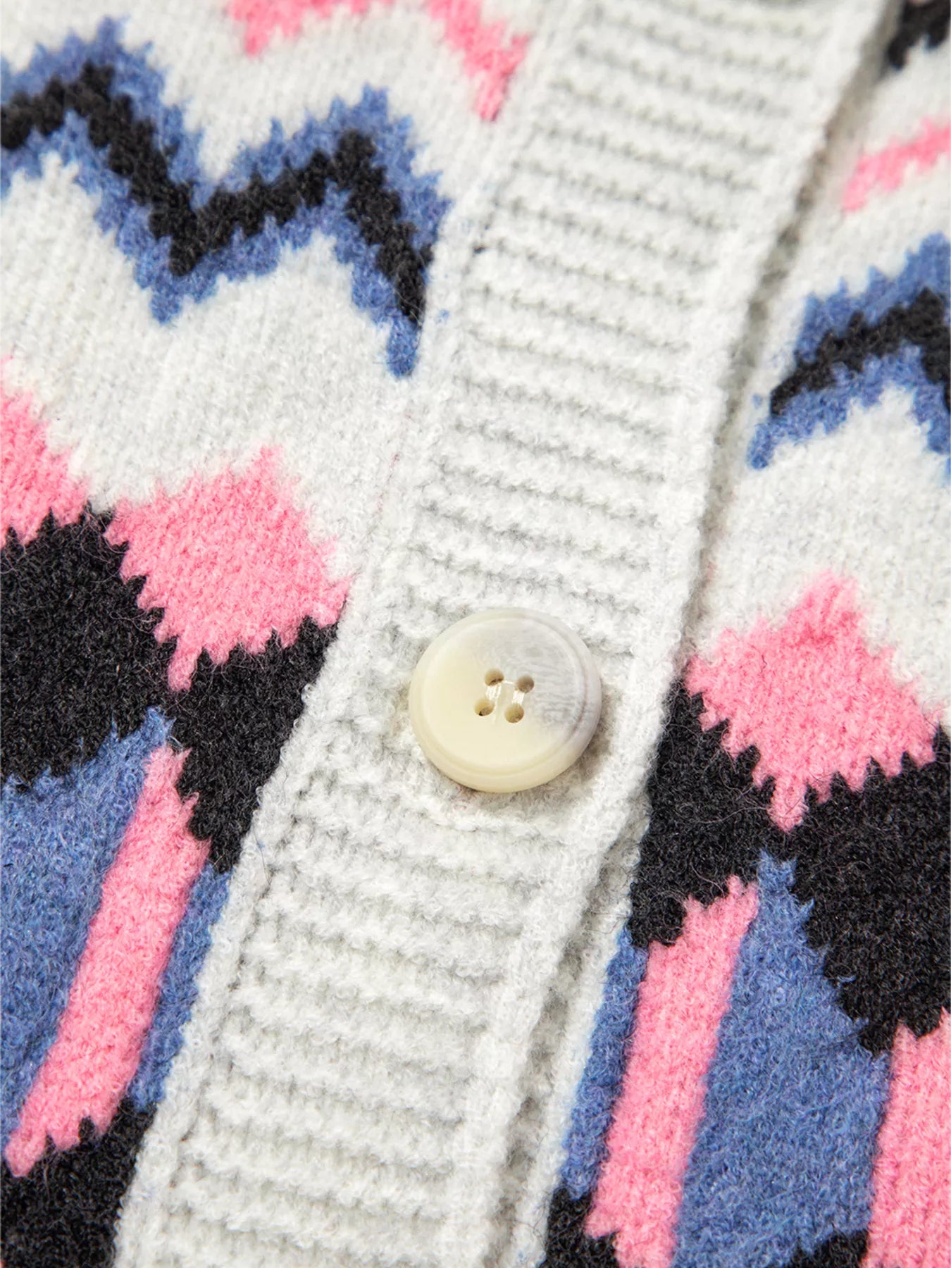 Trendsi Stripe Geometric Button Up Sweater Cardigan -