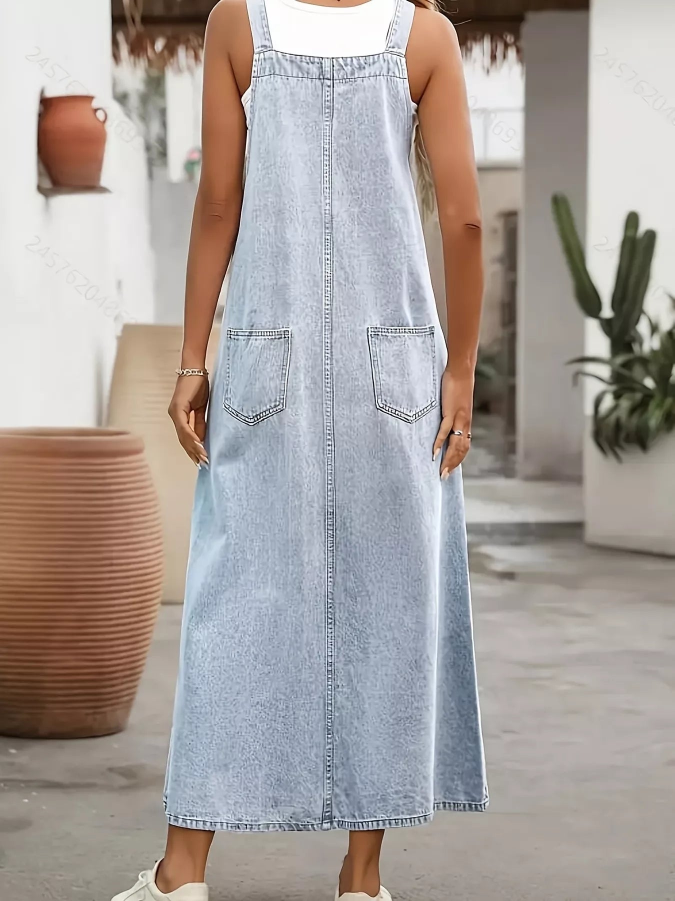 Trendsi Adjustable Shoulder Straps Denim Overall Dress -