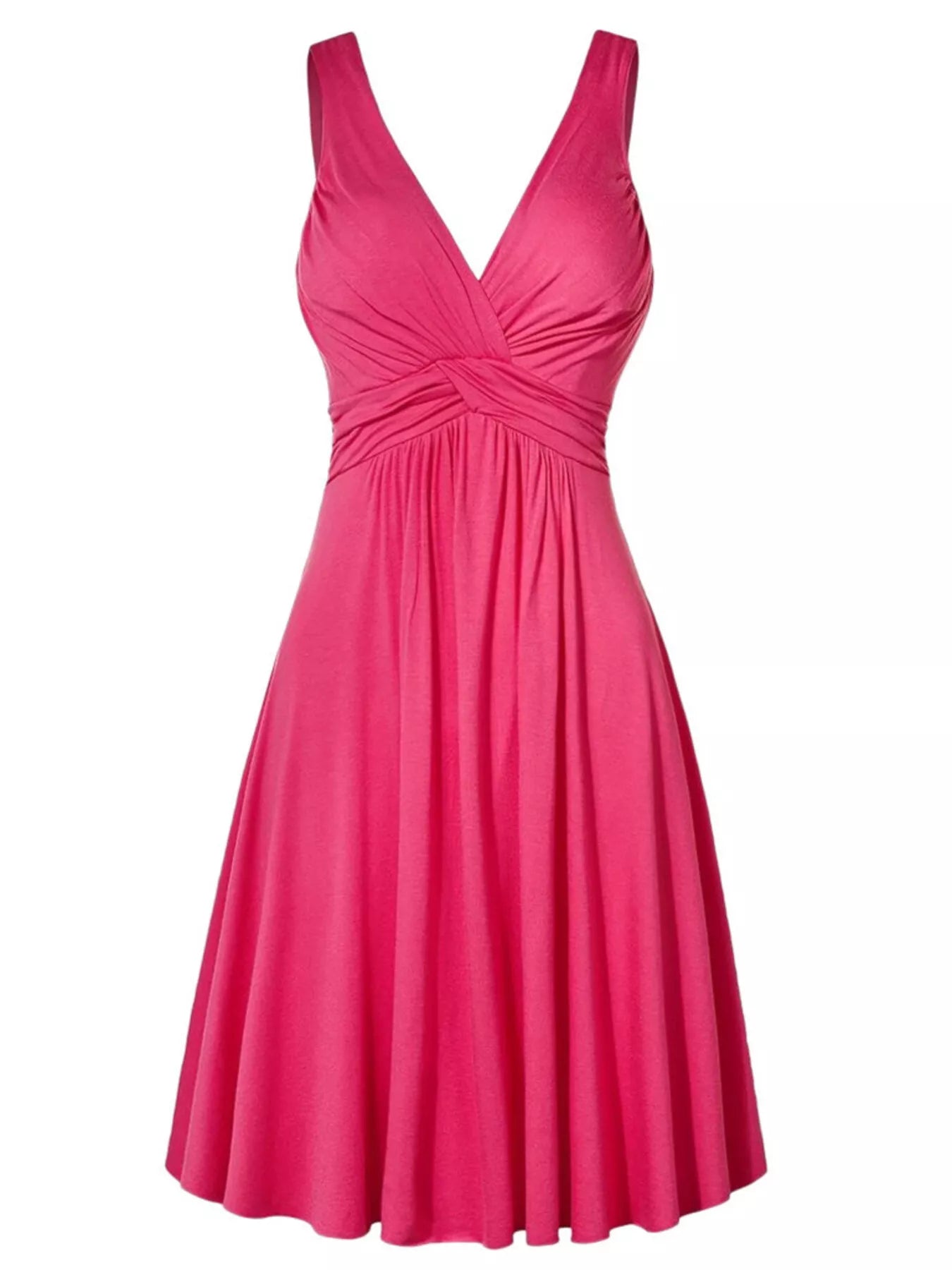 Trendsi Full Size Twisted Sleeveless Ruched Waist A-Line Dress Plus Size -