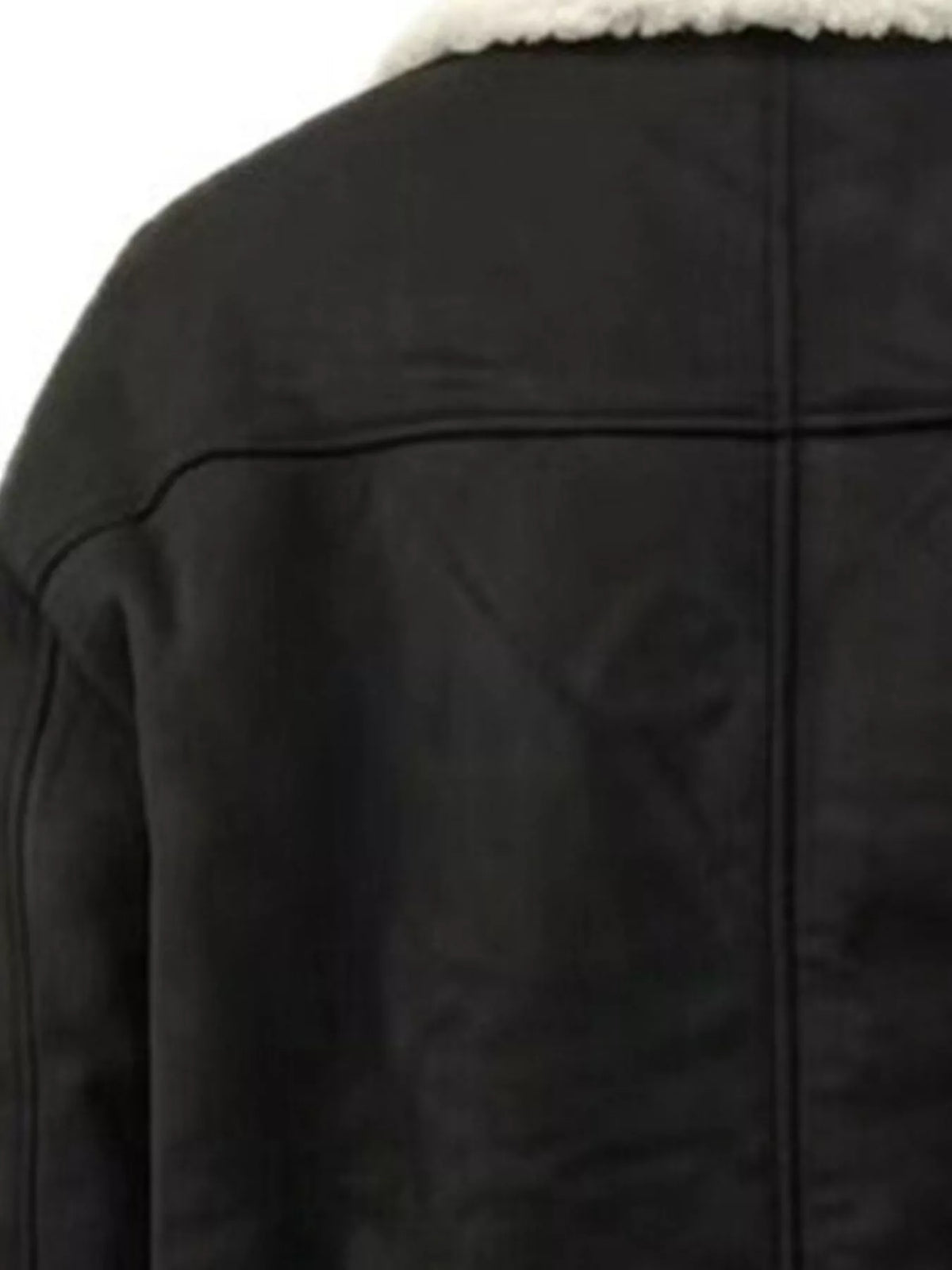Plush-Lined Double-Breasted Jacket in black, back detail