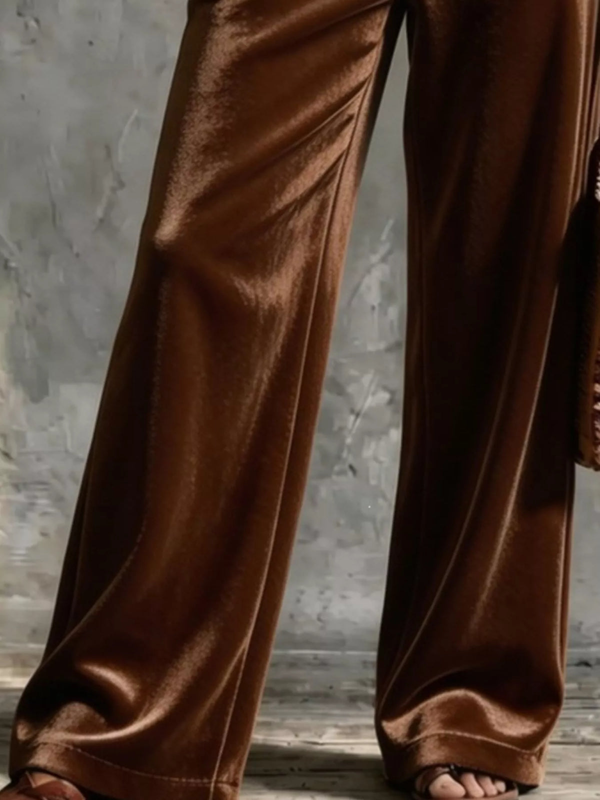 Trendsi Full Size Velvet Wide-Leg Pants Plus Size -