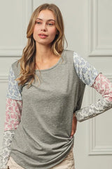 Trendsi BiBi French Terry with Paisley Triblend Color Block - Dresses