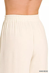 Trendsi Zenana Woven Airflow Elastic Waistband Pants -