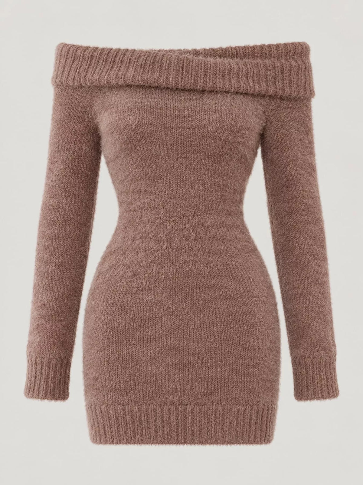 Off-shoulder long sleeve mini dress, product view