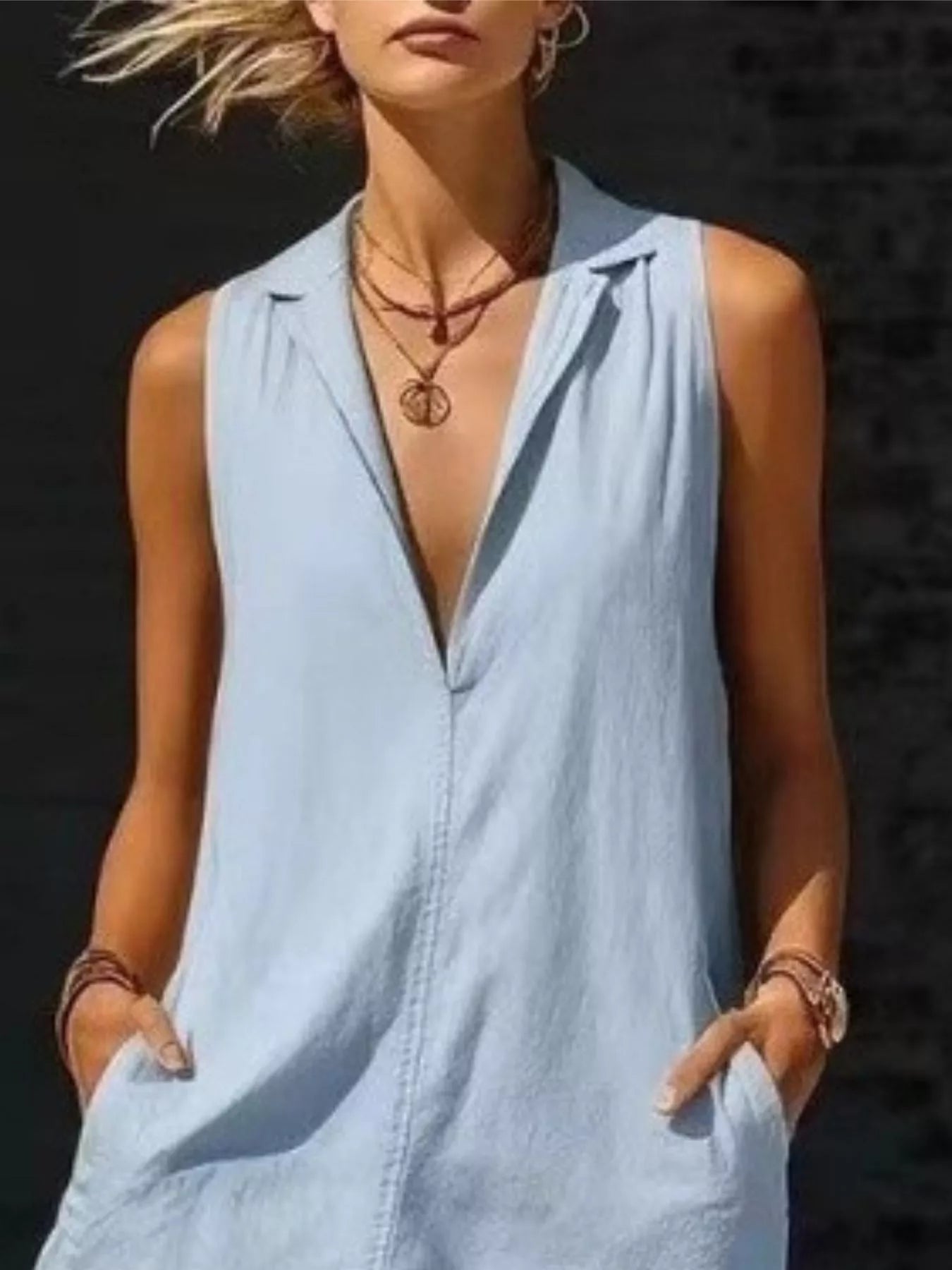 Trendsi Sleeveless Maxi Dress with Side Pockets -