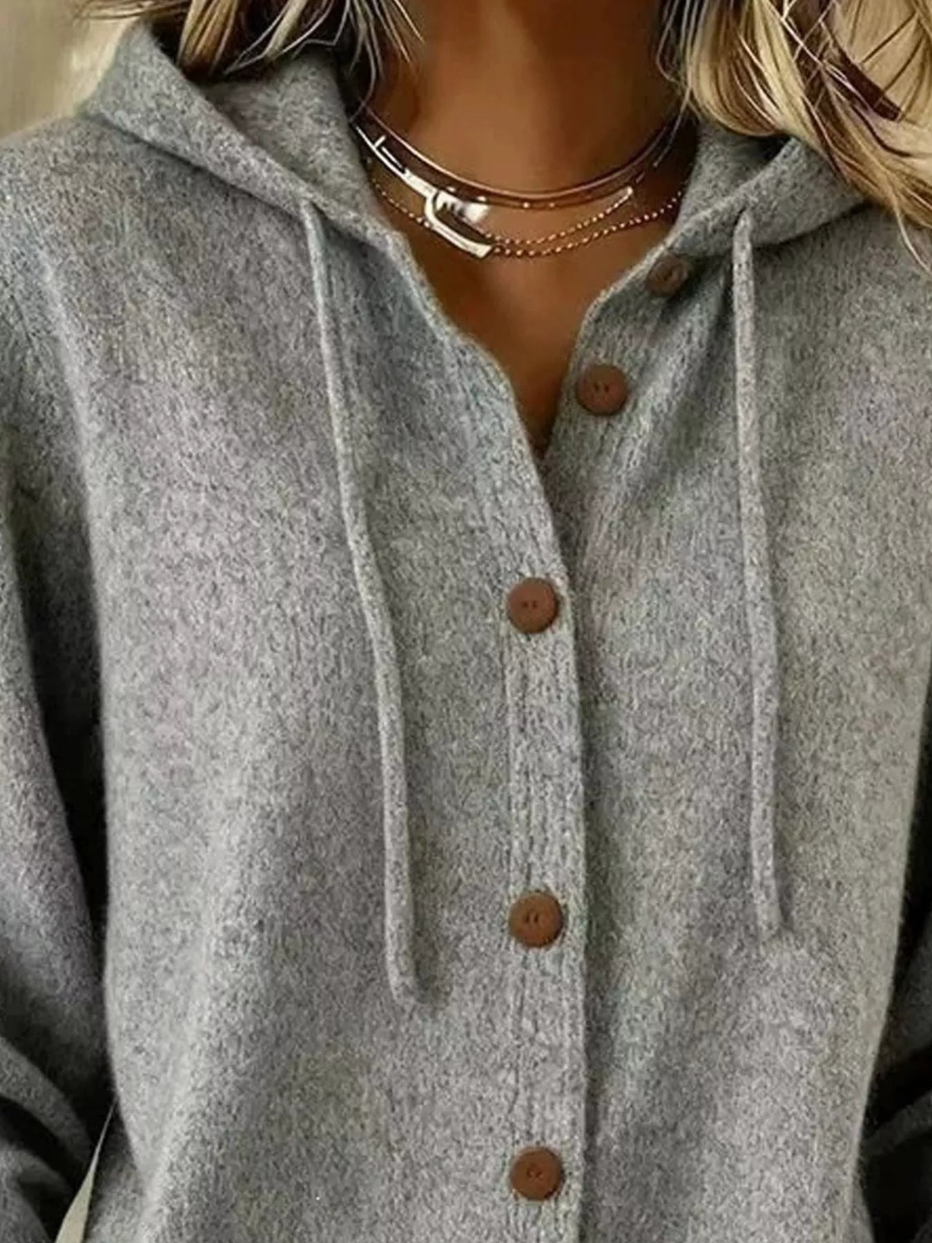 Trendsi Hooded Button-Up Cardigan -
