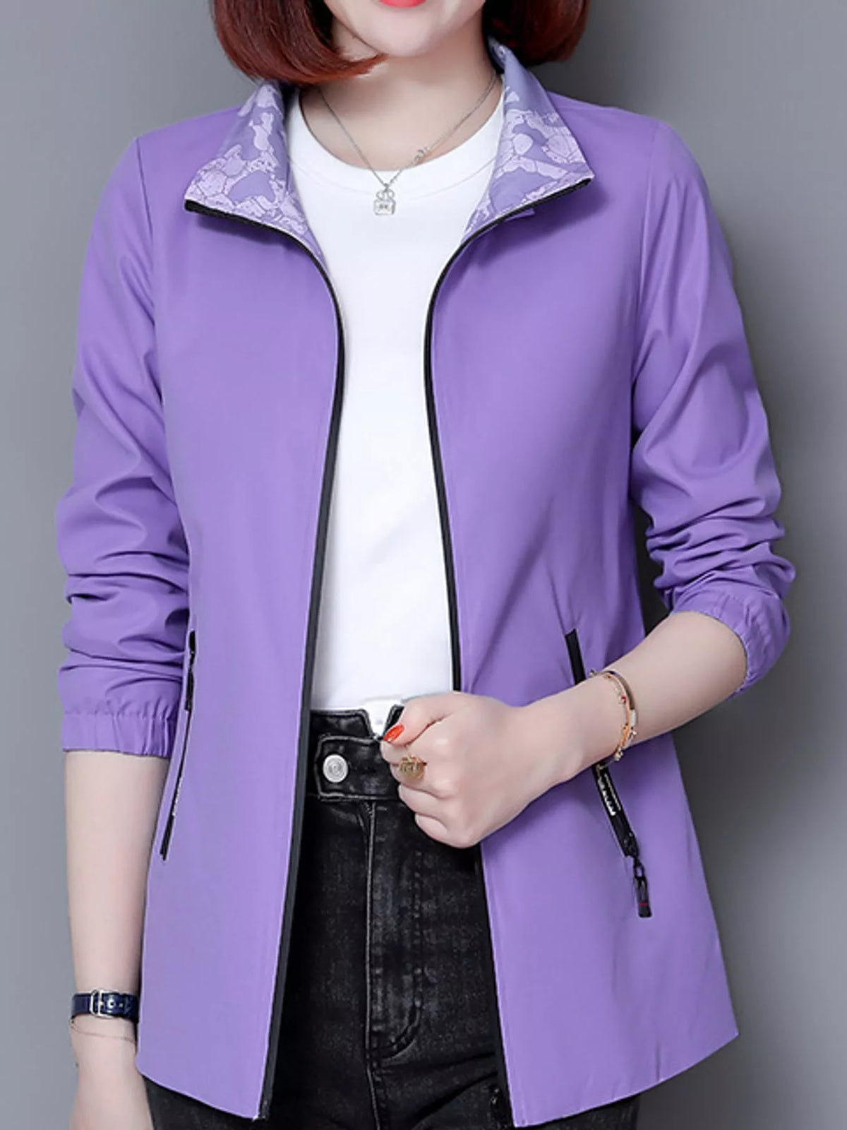 Zip-Up Hooded Jacket — front view