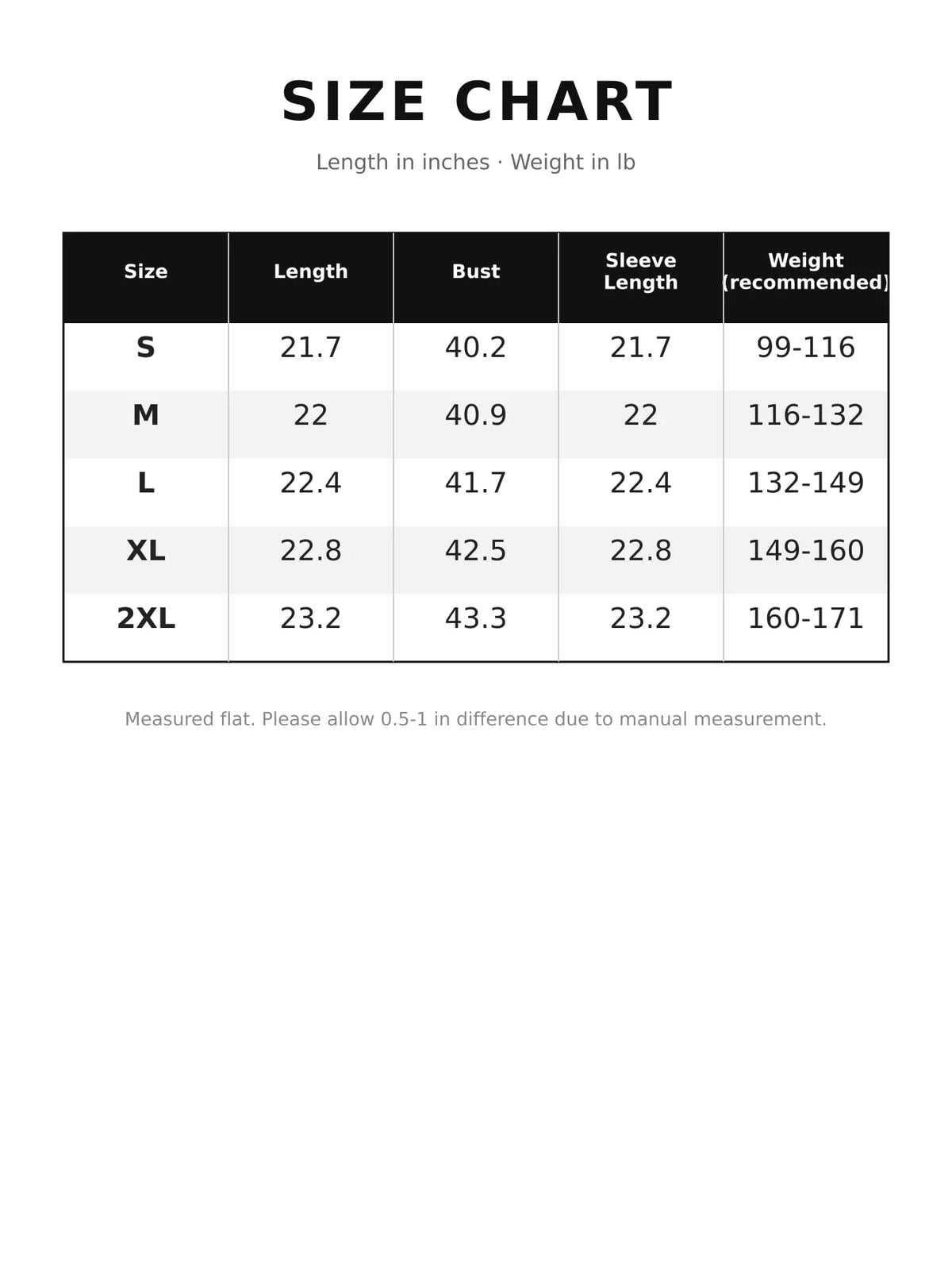 V-Neck Knit Sweater Vest — size and measurement chart