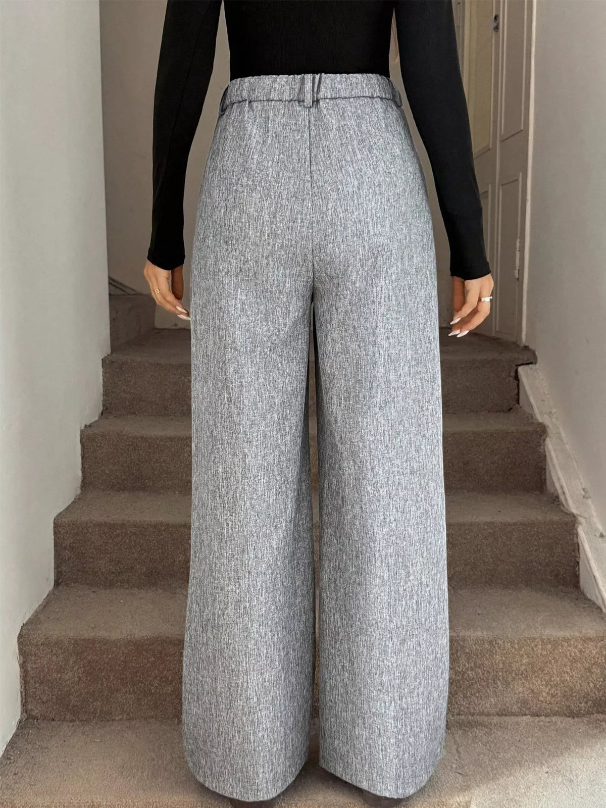 Wide-Leg Pants in gray, back view