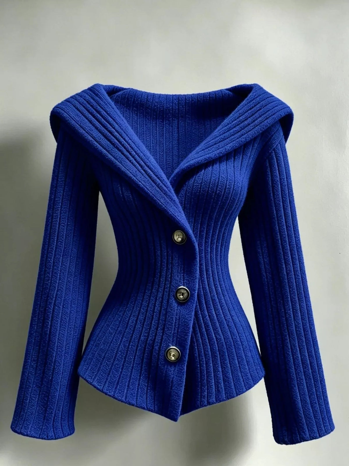 Ribbed cardigan, blue flat lay