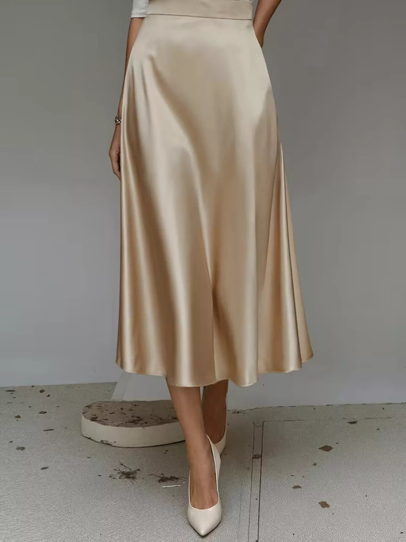 Trendsi Satin Midi Skirt -