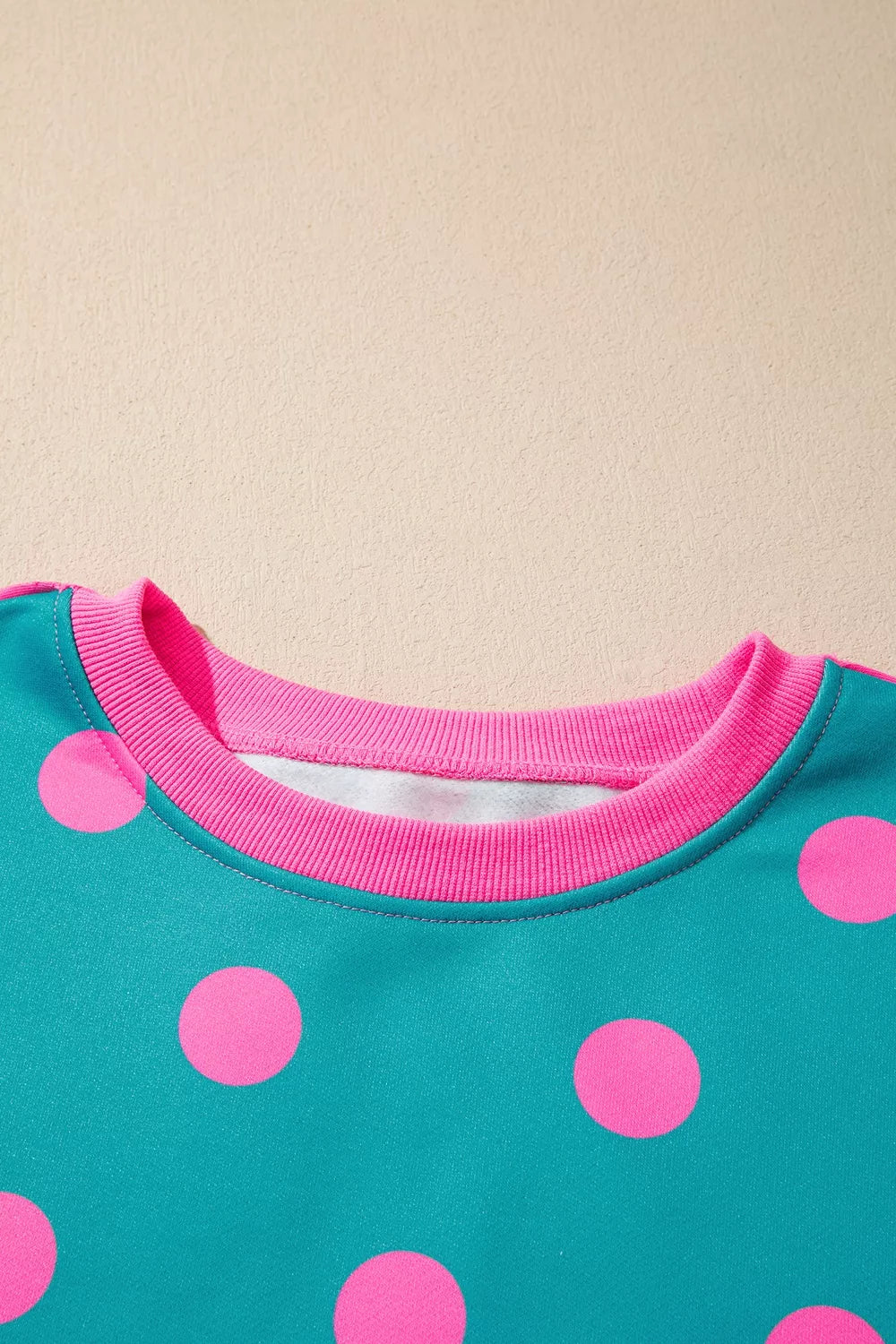 Trendsi Polka Dot Contrast Patchwork Round Neck Baggy Sweatshirt -