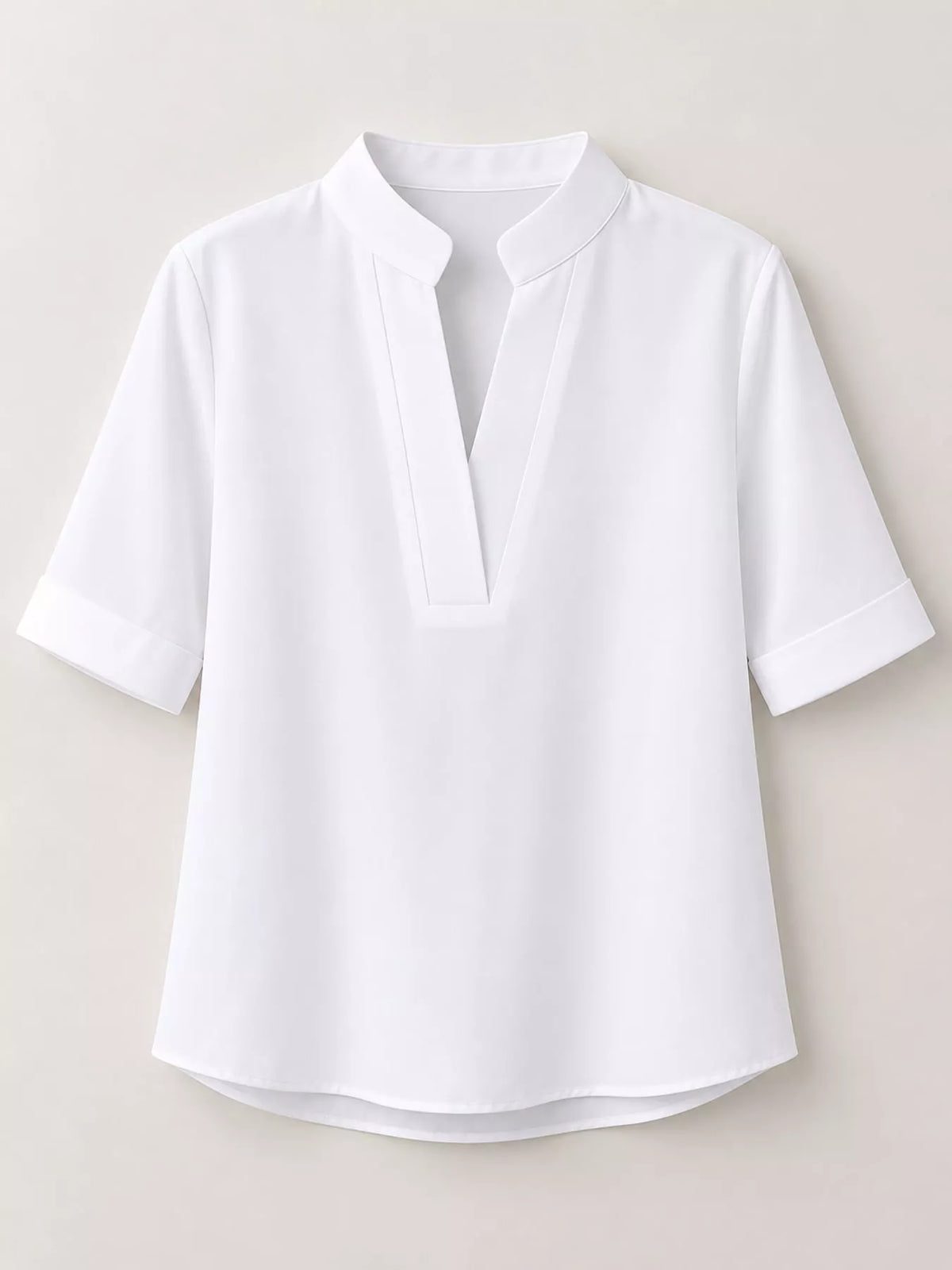 Notched-neck blouse, white flat front