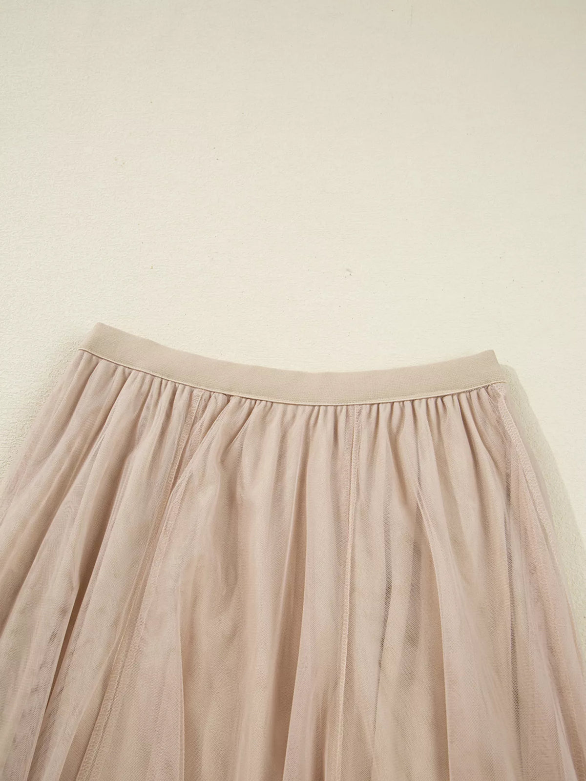 Trendsi Tulle Mesh Overlay Flared Midi Skirt -