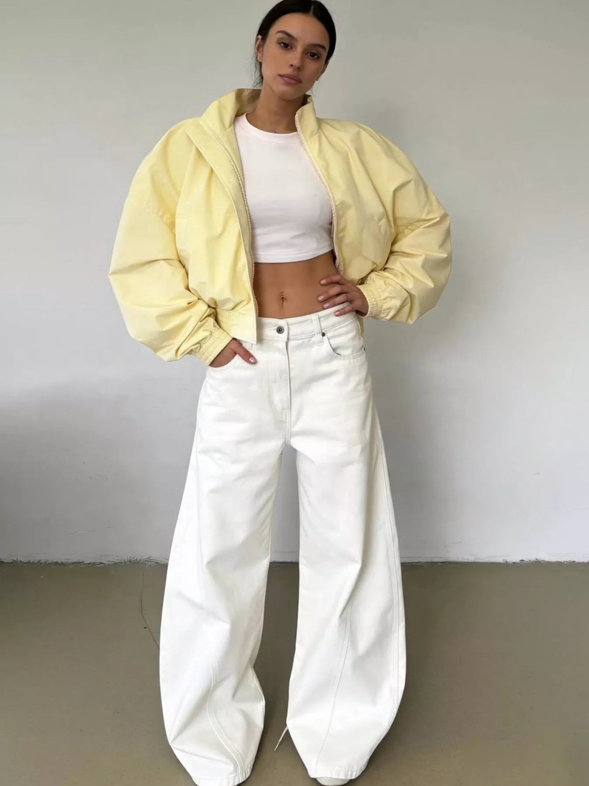 Trendsi Zip Up Oversized Bomber Jacket -