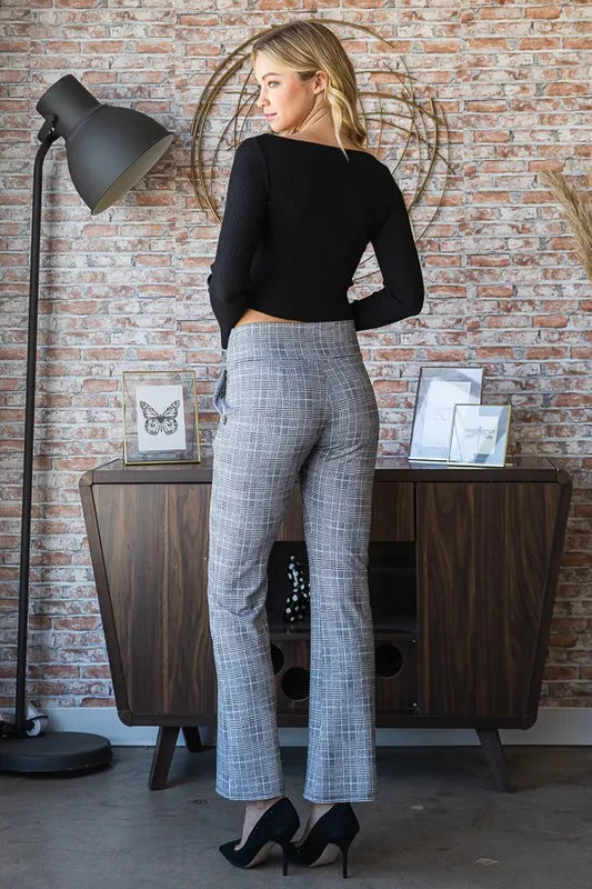 Trendsi Heimish Full Size Plaid Flare Pants with Wide Waist Band Plus Size -
