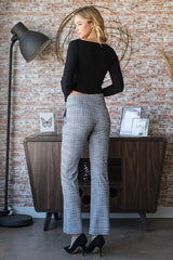 Trendsi Heimish Full Size Plaid Flare Pants with Wide Waist Band Plus Size -