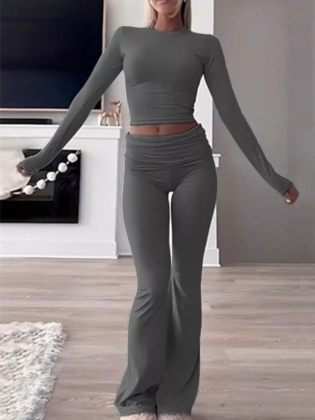 Dark gray top and pants set
