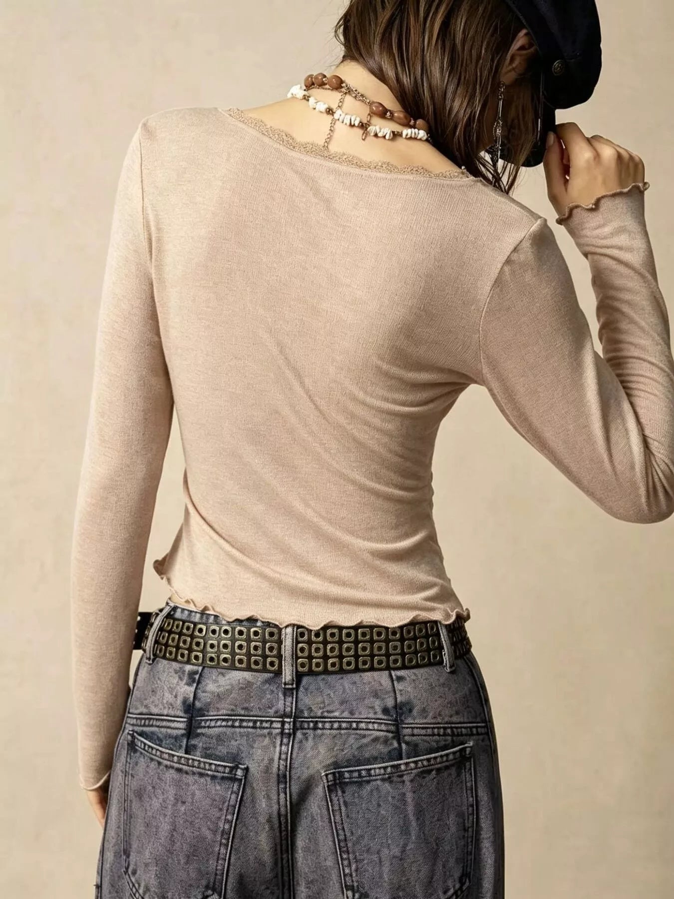 Trendsi Lace Detail Long Sleeve T-Shirt -