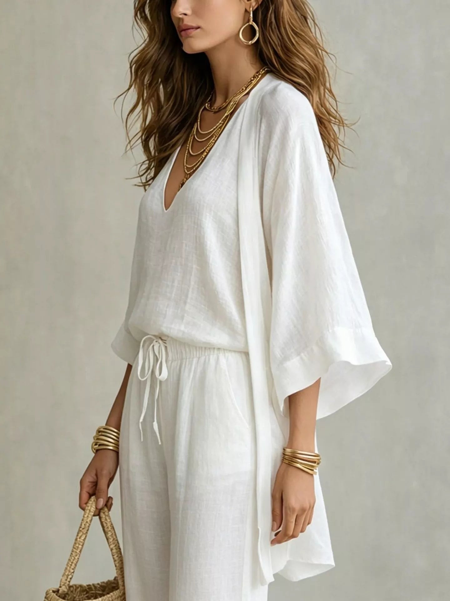 Trendsi Full Size V-Neck Tank & Cardigan and Pants Set Plus Size -