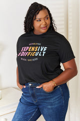 Trendsi Simply Love Slogan Graphic Cuffed Sleeve T-Shirt - Shirts