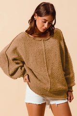 Trendsi SO ME Loose Fit Exposed Seam Slouchy Boucle Sweater -