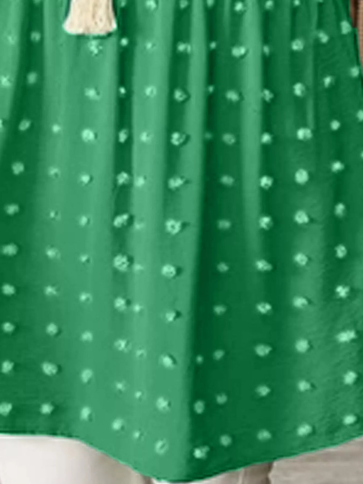Swiss-dot blouse, green dot detail