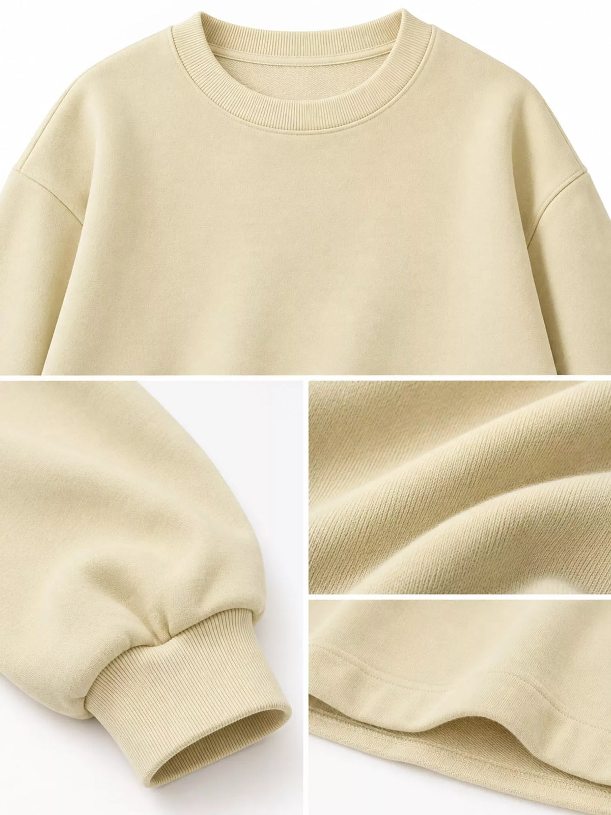 Pullover sweatshirt, pale yellow garment details