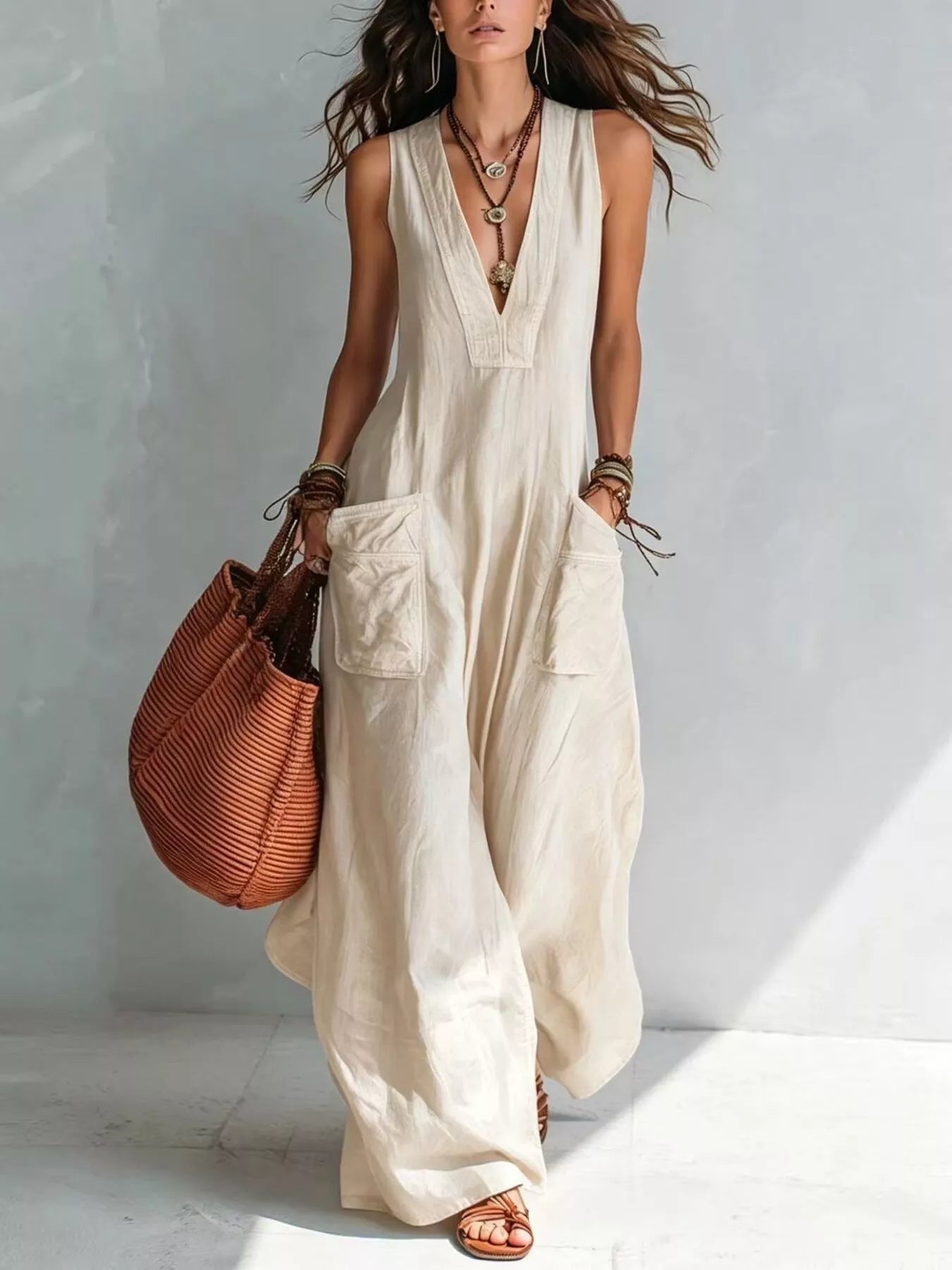 Trendsi Full Size V-Neck Sleeveless Wide-Leg Jumpsuit Plus Size -