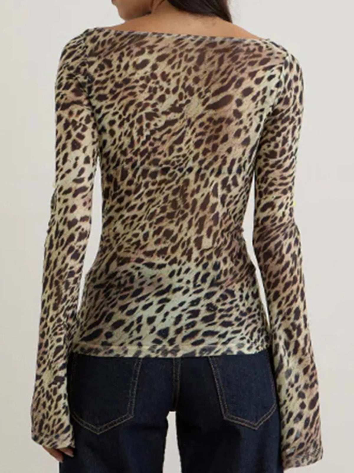 Boat neck long sleeve t-shirt, back view