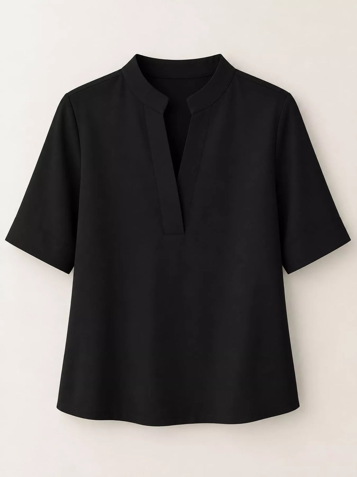 Notched-neck blouse, black flat front