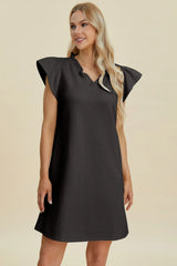 Trendsi Double Take Full Size Ruffled V-Neck Cap Sleeve Dress -
