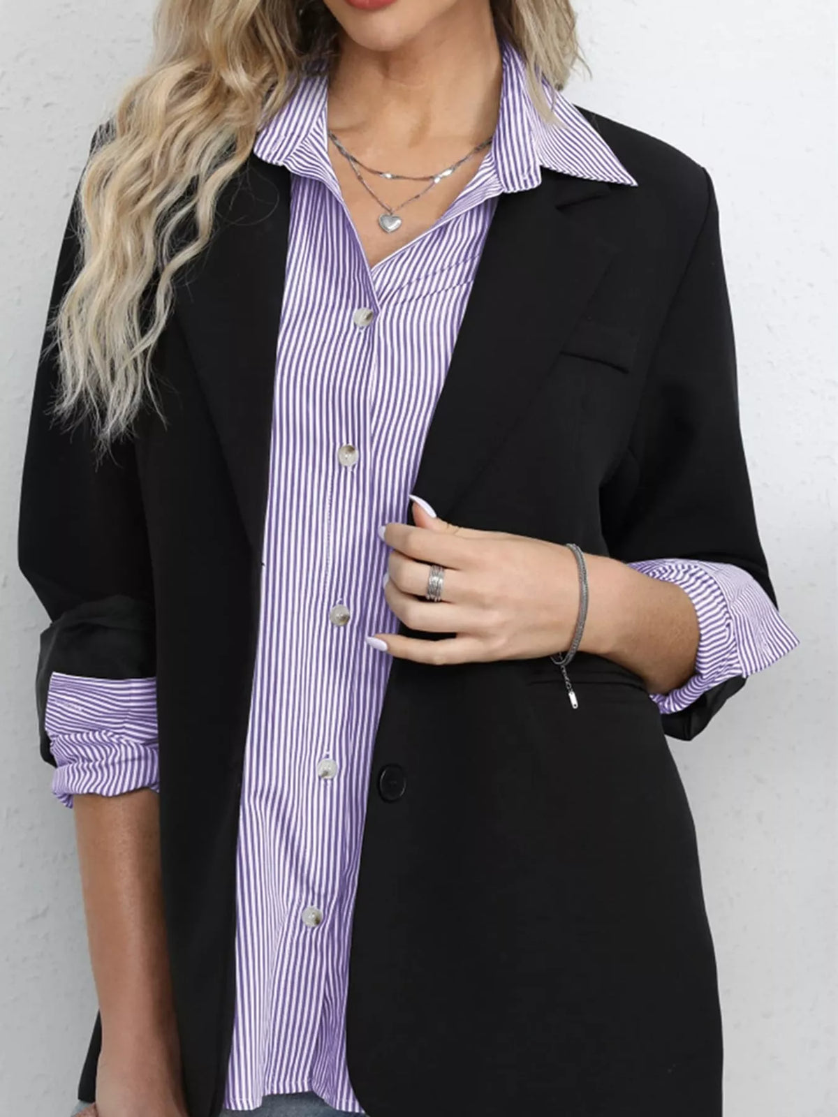Purple striped button-down shirt