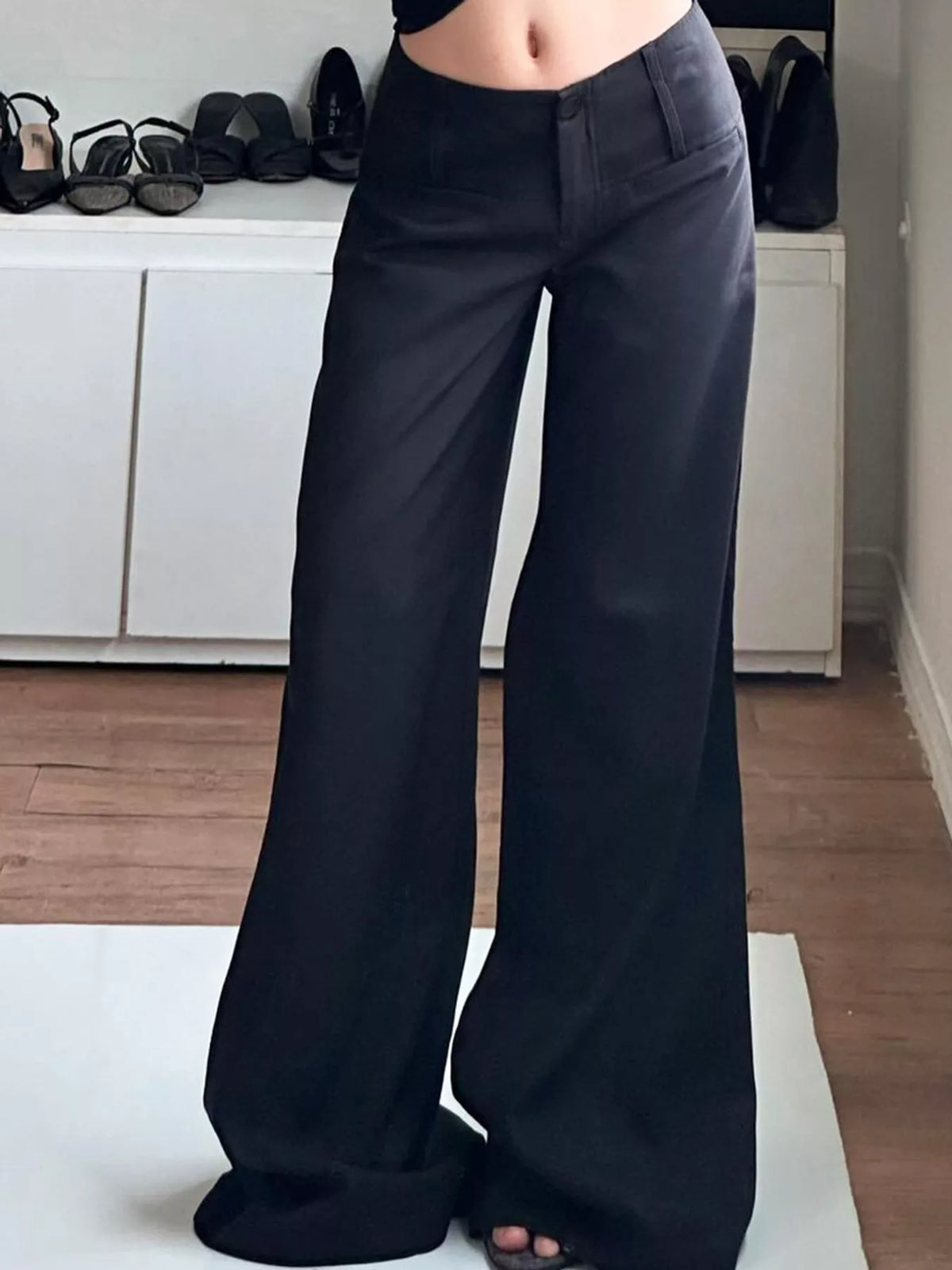 Flared pants, black front