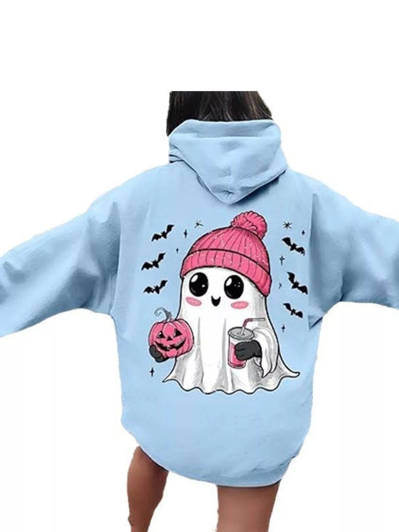 Trendsi Full Size Halloween Graphic Long Sleeve Hoodie Plus Size -