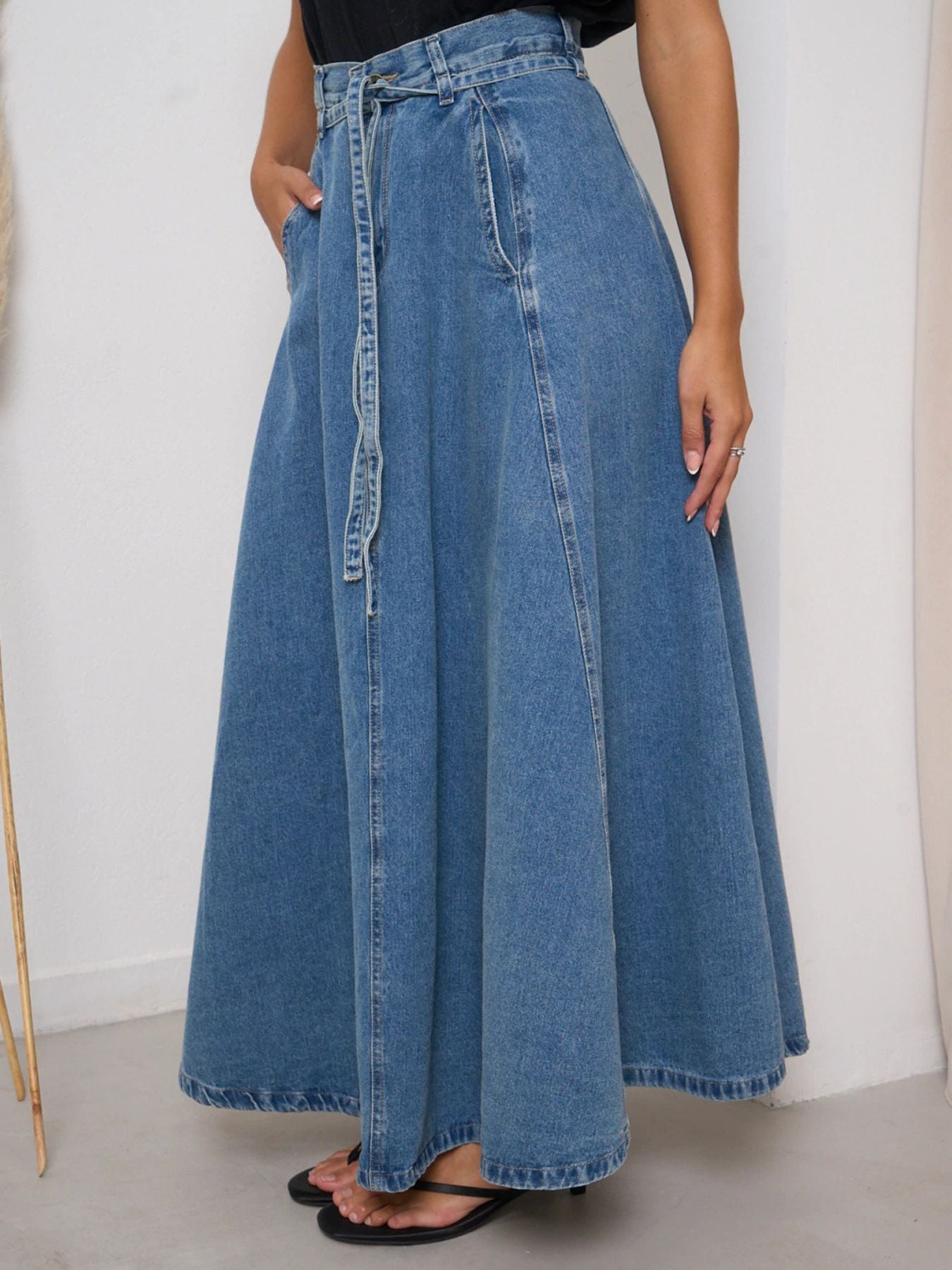 Trendsi High-Waisted Denim Skirt -